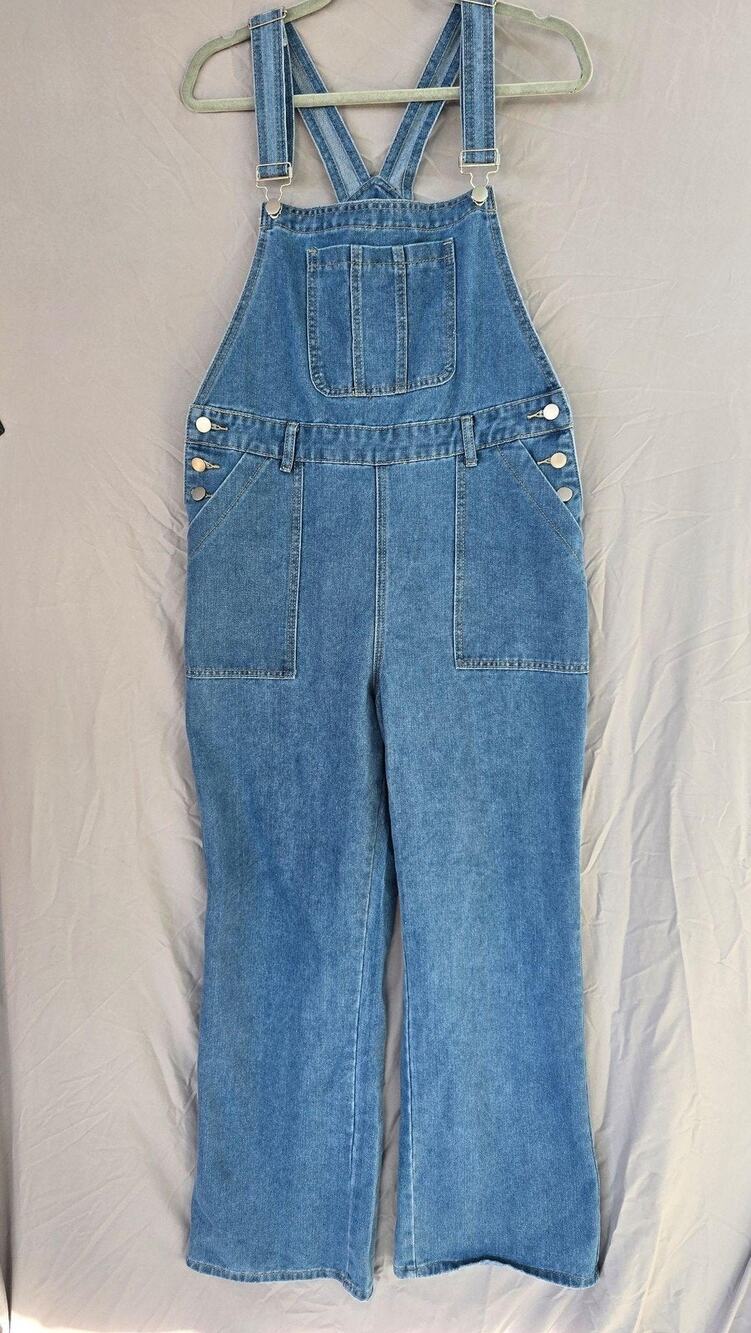 Denim Blue Women's Wide-Leg Overalls Jumpsuit